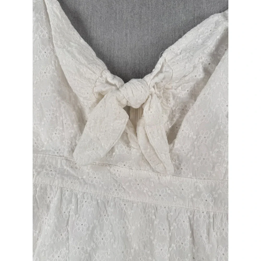 Lost + Wander White Eyelet Tiered Mini Dress Recycled Cotton WDWB03537 Womens - Picture 2 of 7